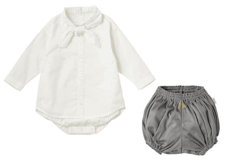 0-6.bodysuits 5 scarf white×bloomers 9 iris grey