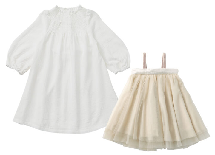 1-3.dress 1 shirring white×tutu 4 peachpuff